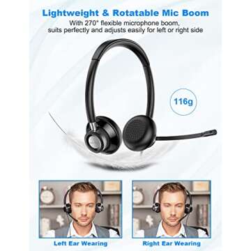 New bee USB Headset with Microphone for PC, Computer Headset with in-line Mute Volume Control Wired Headset for Laptop, Skype, Zoom, Call Center, Meetings, Webinar, Home