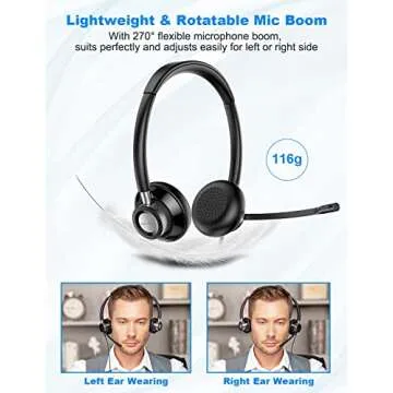 New bee USB Headset with Microphone for PC, Computer Headset with in-line Mute Volume Control Wired Headset for Laptop, Skype, Zoom, Call Center, Meetings, Webinar, Home