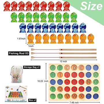 Wooden Magnetic Fishing Game for Kids Educational Fun