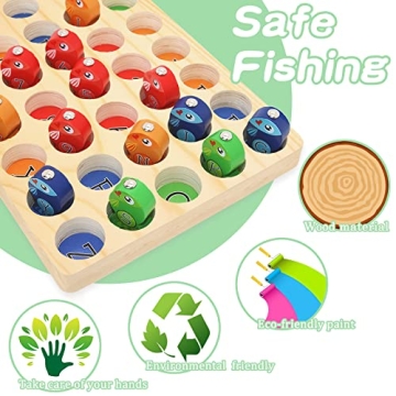 Wooden Magnetic Fishing Game for Kids Educational Fun