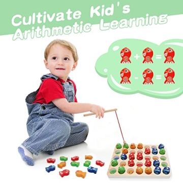 Wooden Magnetic Fishing Game for Kids Educational Fun