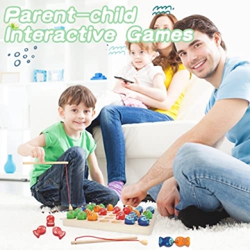 Wooden Magnetic Fishing Game for Kids Educational Fun