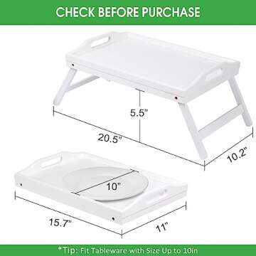 Breakfast Tray Folding Legs with Handles Kids Bed Tray Table for Sofa Eating,Drawing,Platters Bamboo...