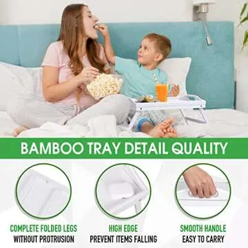 Kids Bamboo Serving Tray with Folding Legs and Handles