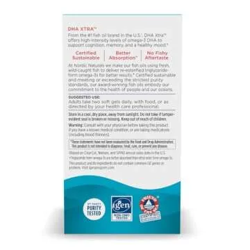 Nordic Naturals DHA Xtra, Strawberry - 60 Soft Gels - 1660 mg Omega-3 - High-Intensity DHA Formula for Brain & Nervous System Support - Non-GMO - 30 Servings