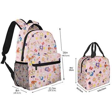 YUANXCUSTOM Adults Teen Cute Casual Backpack with Lunch Bag Lightweight College Bookbag (moon2)