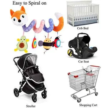 ORZIZRO Car Seat Toys, Baby Plush Spiral Hanging Toys for Stroller Crib Bar Bassinet Car Seat Mobile with Music Box BB Squeaker Rattles- Orange Fox