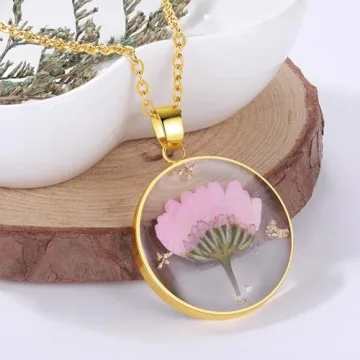 Aster Pressed Flower Necklace for September Birthdays