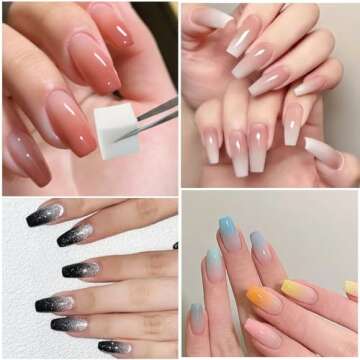 Fcozpjk 200Pcs Soft Nail Sponges for Ombre, Square Mini Nail Art Sponges, Aura Nails, Ombre Nail Brush, Gradient Nail Design Tools, Gel Polish Blending Sponge Applicator