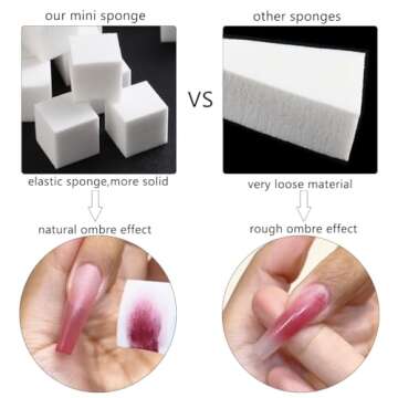 Fcozpjk 200Pcs Soft Nail Sponges for Ombre, Square Mini Nail Art Sponges, Aura Nails, Ombre Nail Brush, Gradient Nail Design Tools, Gel Polish Blending Sponge Applicator