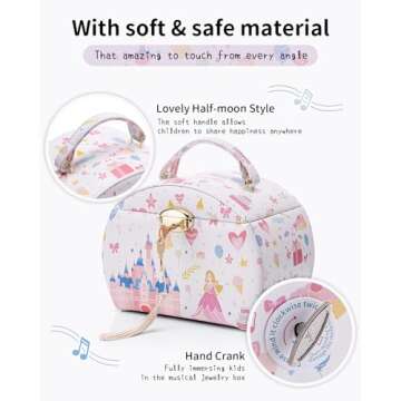Vlando Musical Jewelry Box for Girls Kids with Drawer, Music Box with Ballerina and Stickers for Birthday Bedroom Decor, Fantasy Princess