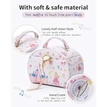 Vlando Musical Jewelry Box for Girls Kids with Drawer, Music Box with Ballerina and Stickers for Birthday Bedroom Decor, Fantasy Princess