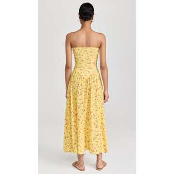 RESA Women's Mackenzie Midi Dress, Honey, Yellow, Floral, XS
