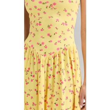 RESA Women's Mackenzie Midi Dress, Honey, Yellow, Floral, XS