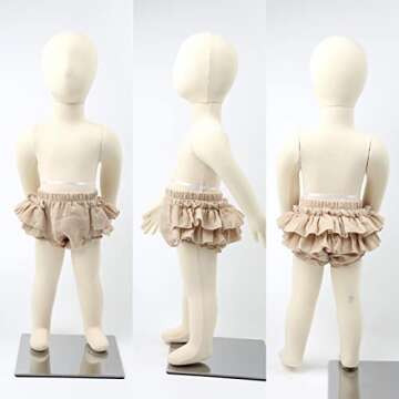 HOOLCHEAN Baby Girls Cotton Gauze Ruffle Bloomer Shorts with Bowknot Headband (Khaki, S: 0-6 Months)