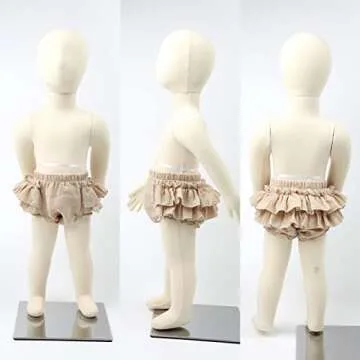 HOOLCHEAN Baby Girls Cotton Gauze Ruffle Bloomer Shorts with Bowknot Headband (Khaki, S: 0-6 Months)