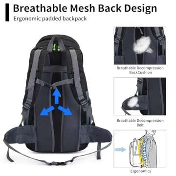 Russel Molly Hiking Backpack, 50l Camping Lightweight Bag for Outdoor
