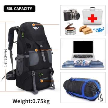 Russel Molly Hiking Backpack, 50l Camping Lightweight Bag for Outdoor