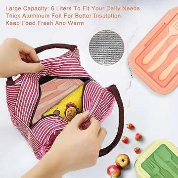 Landmore Bento Box Lunch Box for Kids Adults, 1100 ML Bento Lunch Box for Kids 3 Compartments with Utensils and Lunch Bag, Leakproof BPA Free(Pink)