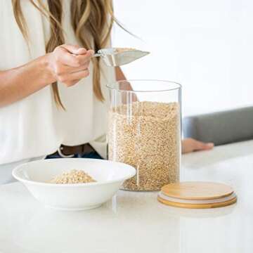 Sweetzer & Orange Airtight Glass Jar with Bamboo Lid (3.15L) - Dry Food Storage Container Kitchen Canister Small BPA-Free Glassware for Cookies, Candy, Coffee, Tea, Spices, Herbs, Salt, Sugar