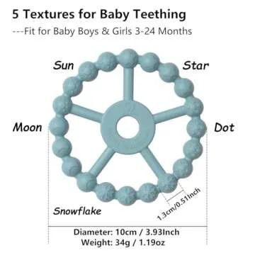 Seposeve 3 Pack Ring Teether Baby Infant Toys - Silicone Teething Relief & Grasping Toy