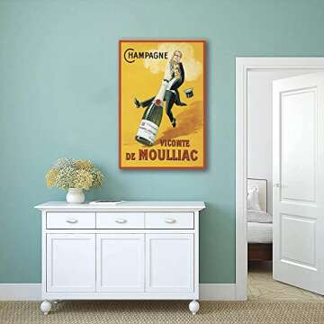 Vintage Music Aesthetics Prints Funny Black and White Posters Canvas Wall Art Funky Champagne Poster Trendy Retro Music Party Decoration for Living Room Bar Decor Gift (Yellow,12x18in Unframe)