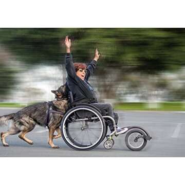 FreeWheel Wheelchair Attachment with Pneumatic Wheelchair front Wheel Tire - Cool Wheelchair Accessories for Standard Frames and Standard Footrests (Black)