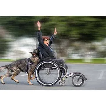 FreeWheel Wheelchair Attachment with Pneumatic Wheelchair front Wheel Tire - Cool Wheelchair Accessories for Standard Frames and Standard Footrests (Black)