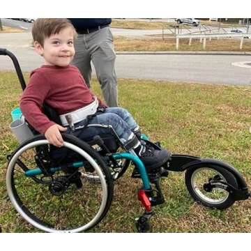 FreeWheel Wheelchair Attachment with Pneumatic Wheelchair front Wheel Tire - Cool Wheelchair Accessories for Standard Frames and Standard Footrests (Black)