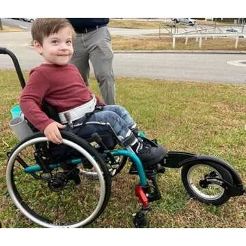 FreeWheel Wheelchair Attachment with Pneumatic Wheelchair front Wheel Tire - Cool Wheelchair Accessories for Standard Frames and Standard Footrests (Black)