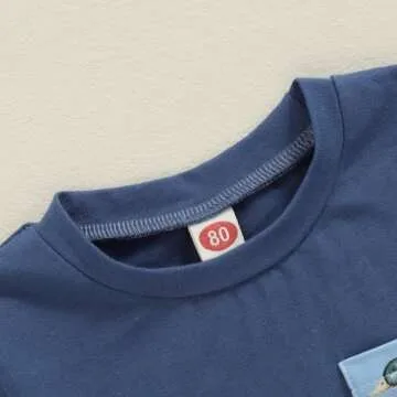 Pybcvrrd Toddler Baby Boy Hunting Clothes Mallard Duck Pocket Short Sleeve Shirt Duck Print Shorts Set 2pcs Summer Outfit (Blue-duck, 6-12 Months)