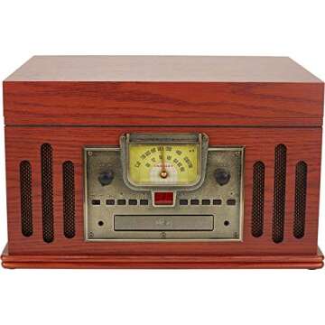 Crosley CR704D-PA Musician 3-Speed Turntable with Radio, Cd/Cassette Player, Aux-in and Bluetooth, P...