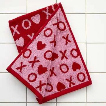 SKL Home Valentines Day Xs and Os Hand Towel Set, 2 Count