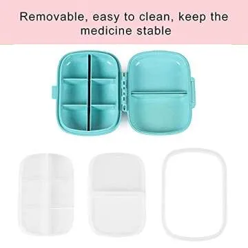 2 PCS Travel Pill Organizer, TEOYALL 8 Compartments Portable Pill Box Small Daily Pill Case Medicine Vitamin Container for Pocket Purse (Blue/Pink)