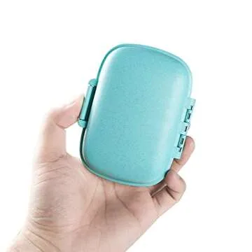 2 PCS Travel Pill Organizer, TEOYALL 8 Compartments Portable Pill Box Small Daily Pill Case Medicine Vitamin Container for Pocket Purse (Blue/Pink)