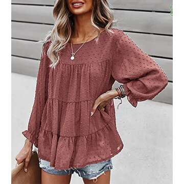 PRETTYGARDEN Women's Casual Peplum Blouse in Chiffon