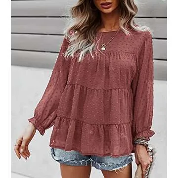 PRETTYGARDEN Women's Casual Peplum Blouse in Chiffon