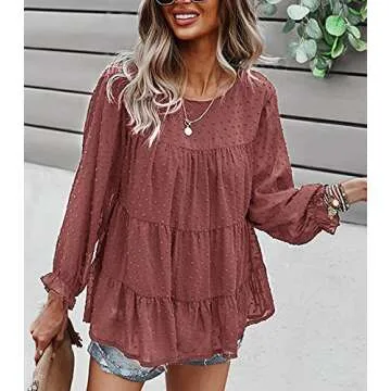 PRETTYGARDEN Women's Casual Peplum Blouse in Chiffon