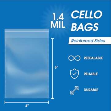 4x6 Clear Resealable Cello Bags - 1000 Count for Gifts