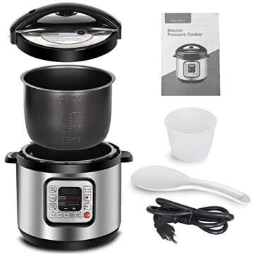ZENY 1000W 6 Qt 10-in-1 Multi-Use Programmable Electric Pressure Cooker, Slow Cooker, Rice Cooker, Sauté, Yogurt Maker, Bean Maker, Steamer and Keep Warm Rice Cooker