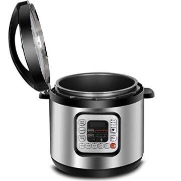 ZENY 1000W 6 Qt 10-in-1 Multi-Use Programmable Electric Pressure Cooker, Slow Cooker, Rice Cooker, Sauté, Yogurt Maker, Bean Maker, Steamer and Keep Warm Rice Cooker