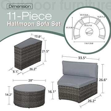 SUNSITT Half-Moon Outdoor Sectional with Coffee Table Set