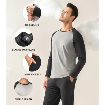 DAVID ARCHY Mens Cotton Pajama Set Soft Comfortable Lounge Wear