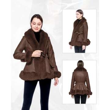 Stylish GRAN ORIENTE Faux Leather Jacket with Fur Collar