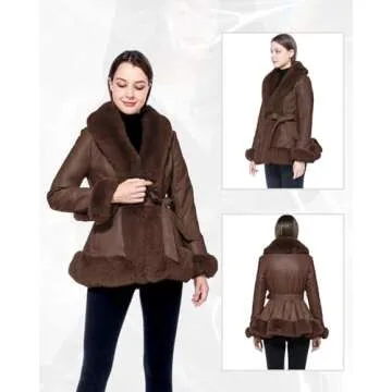 Stylish GRAN ORIENTE Faux Leather Jacket with Fur Collar