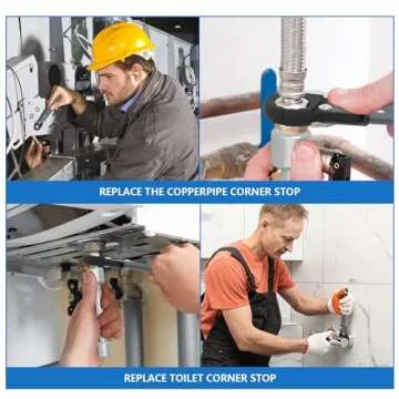 Plumbing Tools Angle Stop Wrench Kit, Angle-on Wrench Professional Plumber Wrench Tools for Installing New Compression Angle Stop and Removing the Compression Ring (Silver-Angle Stop Wrench Kit)