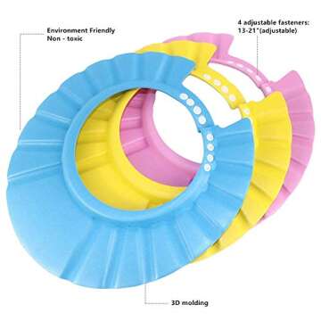 Safe Shampoo Shower Bathing Protection Bath Cap Soft Adjustable Visor Hat for Toddler, Baby, Kids, C...