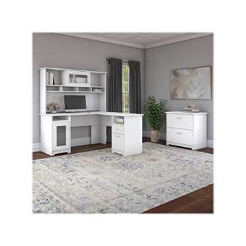 Bush Furniture Cabot White L Shaped Computer Desk