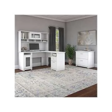 Bush Furniture Cabot White L Shaped Computer Desk