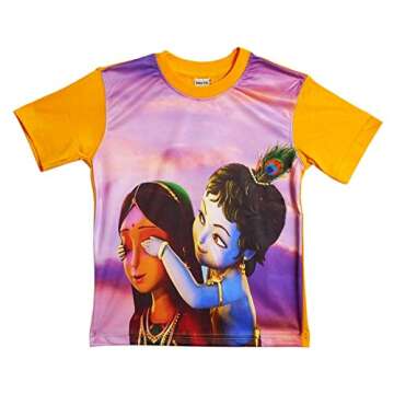 DollsofIndia Printed Yashoda Krishna on T-Shirt for 3 to 4 Years of Age (QG49) Magenta